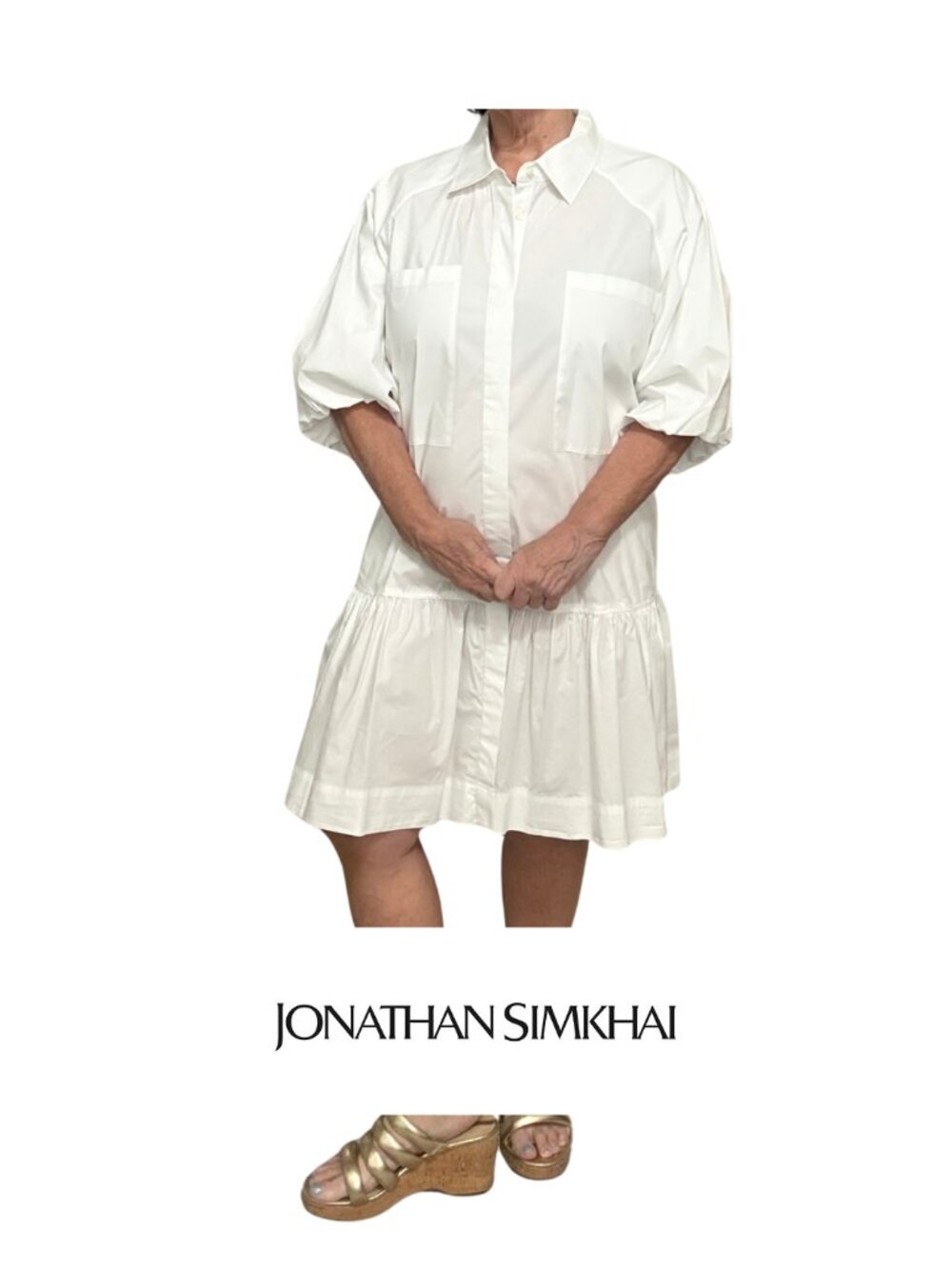 LIKE NEW Jonathan Simkhai Crissy White Mini Shirt Dress, Size L - Picture 2 of 11